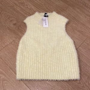 NWT Pacsun faux fur top in Pale Yellow